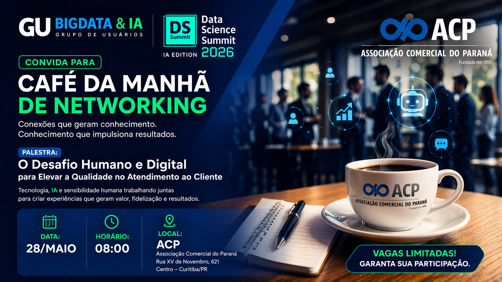 Café da Manhã de Networking do DSSBR2026 na ACP acontece em 28 de maio às 8h
